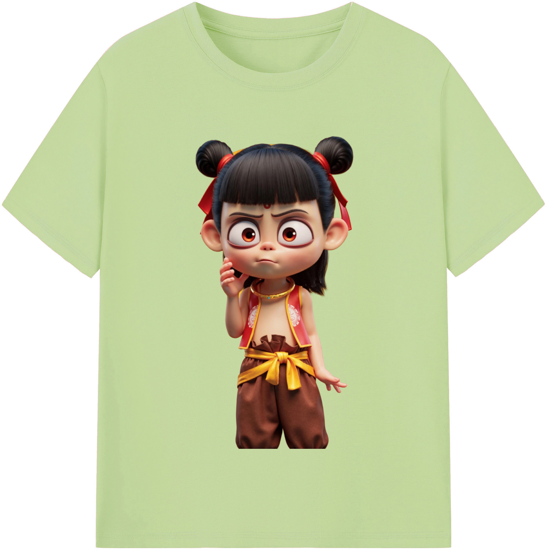 （画像用） Ne Zha 2 ナタ 魔童の大暴れ 綿100％半袖Tシャツ（フロントプリント）